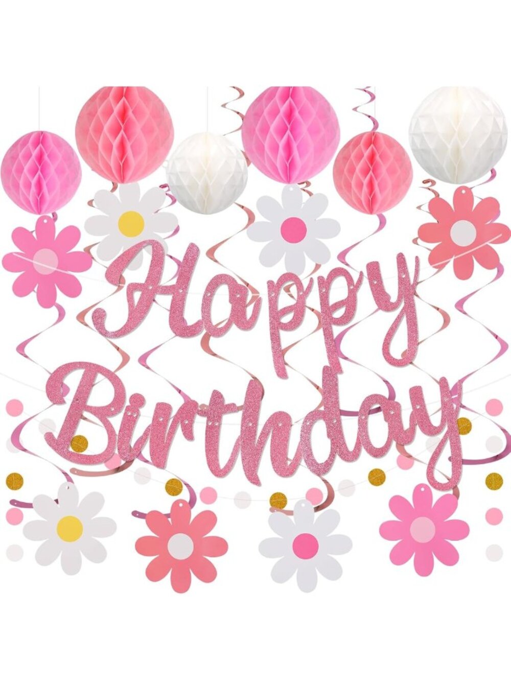 Pre-Strung Happy Birthday Banner - No DIY, Perfect Party Decorations, Easy Setup